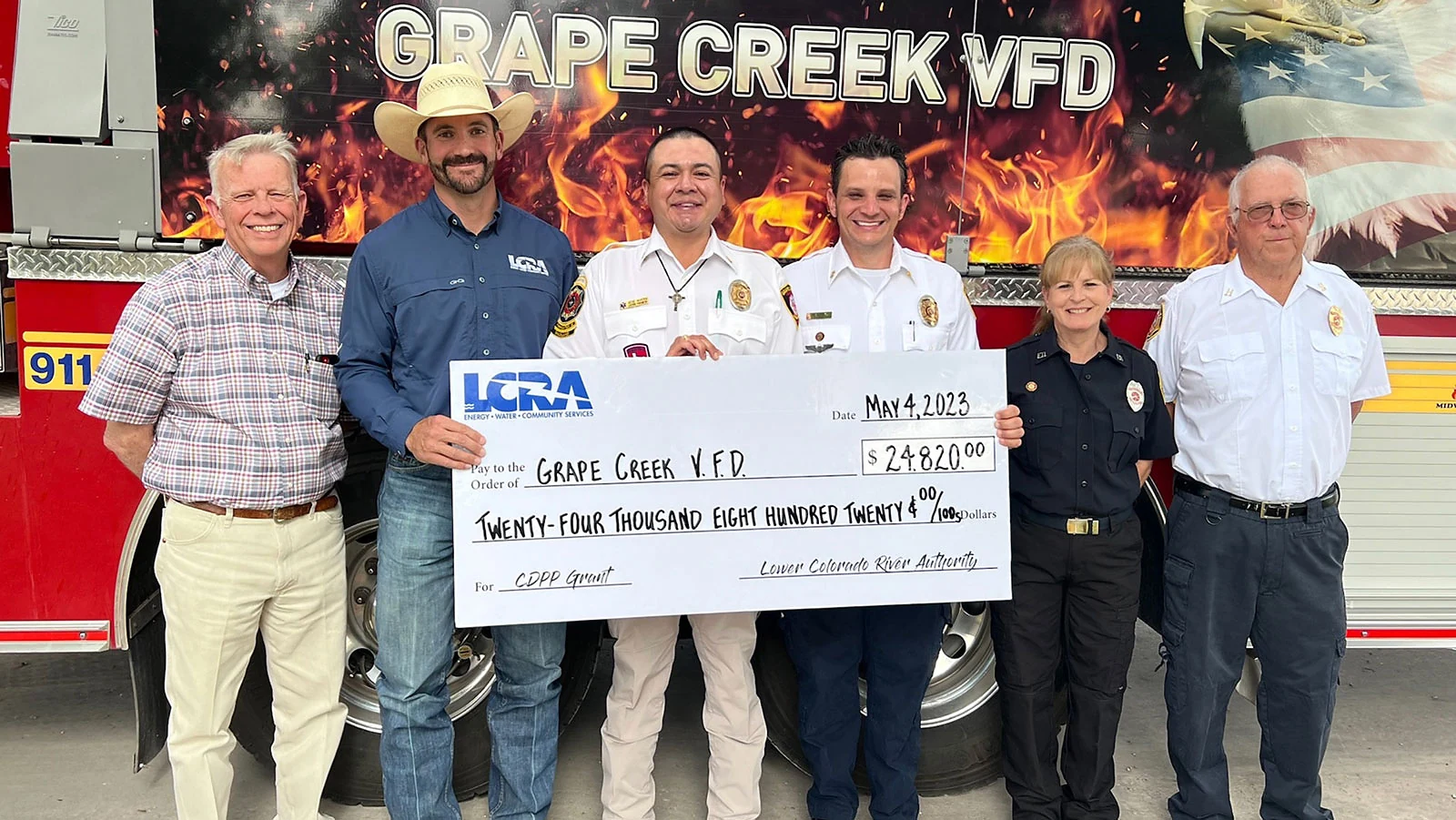 Grape Creek VFD representatives and community supporters at an LCRA grant presentation